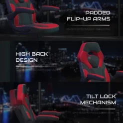 BlackArc Alpha Bundle With Gaming Desk And Chair: Black & Red High Back Chair With Arms; Red & Black Desk With Headphone Hook/Cupholder 14 BlackArc Alpha Bundle With Gaming Desk And Chair: Black & Red High Back Chair With Arms; Red & Black Desk With Headphone Hook/Cupholder -Living Space Shop GUEST a843aae5 d2db 4014 acce 6ad057b7a92f 1