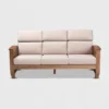 Charlotte Fabric Upholstered Wood 3 Seater Sofa Taupe/Brown - Baxton Studio