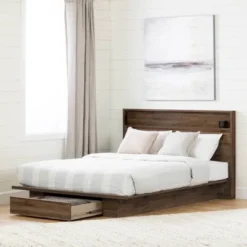 Full/Queen Tao Headboard With Shelf Natural Walnut - South Shore -Living Space Shop GUEST a98e0828 17dd 4906 80e9 68cf8de1fc8b