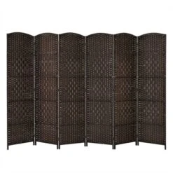 Costway 6-Panel Room Divider 6Ft Weave Fiber Folding Privacy Screen BrownBlack -Living Space Shop GUEST a9992cc2 47e4 43b4 ac69 152e77569849