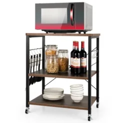 Costway 3-Tier Kitchen Baker's Rack Microwave Oven Storage Cart W/ Hook 22 Costway 3-Tier Kitchen Baker's Rack Microwave Oven Storage Cart W/ Hook -Living Space Shop GUEST a9bf8133 d31b 4f52 9c8a 83f19ab1a9fe