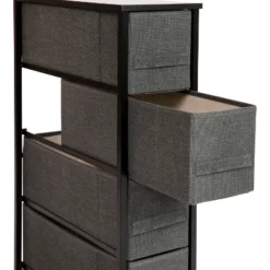Emma And Oliver 4 Drawer Vertical Slim Storage Dresser-Wood Top & Fabric Pull Drawers -Living Space Shop GUEST aa8ac5f6 1bce 40d5 9152 d268d86b0de1