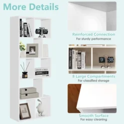 Costway 63'' Wooden 5-Tier Geometric Bookshelf S-shaped Display Shelf Stand Room Divider White 16 Costway 63'' Wooden 5-Tier Geometric Bookshelf S-shaped Display Shelf Stand Room Divider White -Living Space Shop GUEST aa98df26 638d 4070 968e 22837acf8222