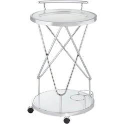 Studio 55D Page 29 1/2" High Glass And Chrome Rolling Serving Bar Cart 12 Studio 55D Page 29 1/2" High Glass And Chrome Rolling Serving Bar Cart -Living Space Shop GUEST ac4c37c7 e758 4efa ab87 ad3bd4ca7b4c