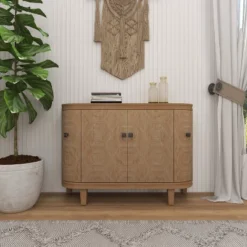 Traditional Carved Wood Curved Cabinet Brown - Olivia & May -Living Space Shop GUEST ad1fe404 ecc7 450c bd13 3974bb5d39ff