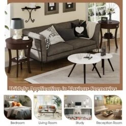 Costway 2-tier Side End Sofa Table Round Nightstand For Bedroom Living Room White/Espresso 16 Costway 2-tier Side End Sofa Table Round Nightstand For Bedroom Living Room White/Espresso -Living Space Shop GUEST adb28f85 37cf 44e8 acf8 8ab50c9ef4a9