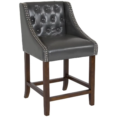 Merrick Lane Upholstered Counter Stool 24" High Transitional Tufted Counter Stool With Accent Nail Trim 19 Merrick Lane Upholstered Counter Stool 24" High Transitional Tufted Counter Stool With Accent Nail Trim - Image 19