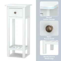 Costway 2 Tier End Bedside Sofa Side Table With Drawer Shelf Acacia Wood Nightstand White 13 Costway 2 Tier End Bedside Sofa Side Table With Drawer Shelf Acacia Wood Nightstand White -Living Space Shop GUEST ae9ee68e b933 4599 b905 7b24f66bce75