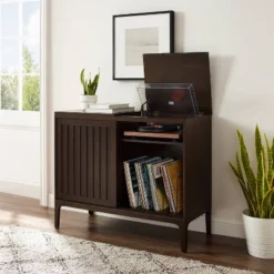 Asher Record Storage Media Console Dark Brown - Crosley -Living Space Shop GUEST af8afd28 f69a 4568 9a28 8138f1219738