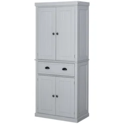 HOMCOM 72" Traditional Freestanding Kitchen Pantry Cabinet Cupboard With Doors And 3 Adjustable Shelves, Gray -Living Space Shop GUEST b040cb2e 3672 400e 97a4 8c670458b581