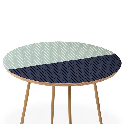 Round Colour Poems Color Block Lines Side Table Green/Gold - Deny Designs 1 Round Colour Poems Color Block Lines Side Table Green/Gold - Deny Designs