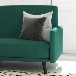 Emma And Oliver Premium Padded Upholstered Split Back Sofa Futon With Vertical Channel Tufting And Wooden Legs -Living Space Shop GUEST b17ea35e 18b7 4a5a 8ffd e03fb7932477