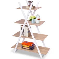 Costway 4-Tier Bookshelf Storage Display Shelves Bookcase Ladder X-Shape Brown/Black 9 Costway 4-Tier Bookshelf Storage Display Shelves Bookcase Ladder X-Shape Brown/Black -Living Space Shop GUEST b183d0f5 2458 44f7 af12 147ff6f3f07a