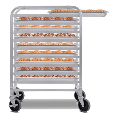 Costway 10 Sheet Aluminum Bakery Rack Silver Commercial Cookie Bun Pan Kitchen W/Wheel 8 Costway 10 Sheet Aluminum Bakery Rack Silver Commercial Cookie Bun Pan Kitchen W/Wheel - Image 8