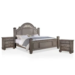 3pc Pennings Traditional Bed Set With 2 Nightstands Gray - HOMES: Inside + Out -Living Space Shop GUEST b1deb359 70a8 40ec 9e21 d80623285538