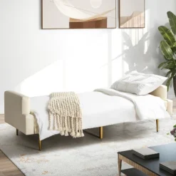 Best Seller 3 Lanna 76"Wide Vegan Leather Modern Style Convertible Futon Sofa Bed For Living Room Guest Bedroom | ARTFUL LIVING DESIGN