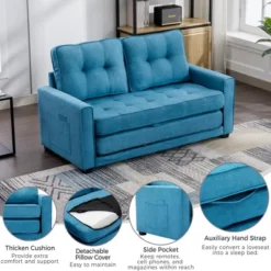 59.4" Upholstered Loveseat Sofa Couch, Pull-Out Sofa Bed With Side Pocket-ModernLuxe -Living Space Shop GUEST b4665278 4c9c 4cf7 ac09 01941263a853