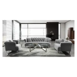 Elegance Contemporary Sofa Velvet Gray - Armen Living -Living Space Shop GUEST b4ff95e7 7dd5 4375 8152 4506140d3671