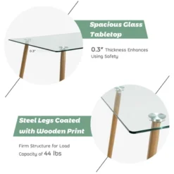 Costway Modern Glass Dining Table Rectangular Dining Room Table W/Metal Legs For Kitchen 15 Costway Modern Glass Dining Table Rectangular Dining Room Table W/Metal Legs For Kitchen -Living Space Shop GUEST b5e63bcc f70b 46cc 932a 63833817fa52