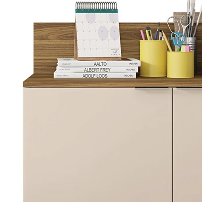 36" Wooden Accent Cabinet With 2 Doors Brown/Off White - The Urban Port 2 36" Wooden Accent Cabinet With 2 Doors Brown/Off White - The Urban Port - Image 2