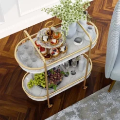 Madronas Serving Carts With Faux Marble Gold Coating/White - MiBasics 9 Madronas Serving Carts With Faux Marble Gold Coating/White - MiBasics -Living Space Shop GUEST b6646d3c eb9f 4282 ac54 981179f33bb8