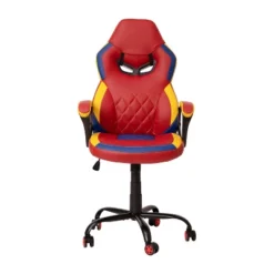 Emma And Oliver Faux Leather Ergonomic Designer Back Gamer Chair With Diamond Stitch, Lumbar Support & Padded Arms In Red, Blue & Yellow -Living Space Shop GUEST b68819a0 c597 4488 a4c0 d030156f3468