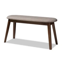 Baxton Studio Easton Mid Century Modern Walnut Finished Wood Fabric Upholstered Bench -Living Space Shop GUEST b726eae5 eb2b 4595 849f 93f039b0a8f1