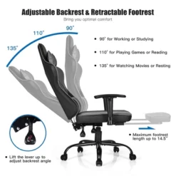 Costway Gaming Chair Racing High Back Office Chair W/ Footrest Black 13 Costway Gaming Chair Racing High Back Office Chair W/ Footrest Black -Living Space Shop GUEST b8364425 eb13 4424 b08e a17c8c3eaef7