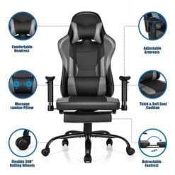 Costway Gaming Chair Racing High Back Office Chair W/ Footrest Black 15 Costway Gaming Chair Racing High Back Office Chair W/ Footrest Black -Living Space Shop GUEST b84673f5 f7fb 43e0 9d88 35772fd91dc3