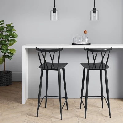 Set Of 2 Becket Metal X Back Barstool Black - Project 62™ 1 Set Of 2 Becket Metal X Back Barstool Black - Project 62™