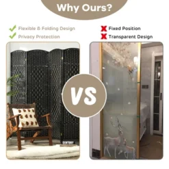 Costway 6-Panel Room Divider 6Ft Weave Fiber Folding Privacy Screen BrownBlack -Living Space Shop GUEST b998c034 b7aa 416f 91c7 1442ddbbf6ed