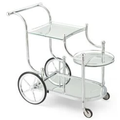 Costway Kitchen Cart Tea Cart Glass Shelves & Metal Frame With Wheels -Living Space Shop GUEST ba014f89 5cdf 409b a3fa fb42b3453acd