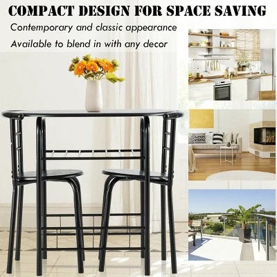 Costway 3 Pcs Dining Set 2 Chairs And Table Compact Bistro Pub Breakfast Home Kitchen 7 Costway 3 Pcs Dining Set 2 Chairs And Table Compact Bistro Pub Breakfast Home Kitchen - Image 7