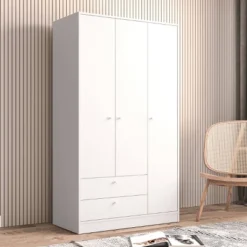 Denmark 3 Door And 2 Drawer Wardrobe White - Polifurniture -Living Space Shop GUEST bacd73d8 9108 48a6 aa53 1d0b07827468