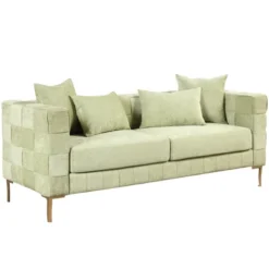 80.5" Modern Upholstered Sofa With Golden Metal Legs And 4 Pillows-ModernLuxe 20 80.5" Modern Upholstered Sofa With Golden Metal Legs And 4 Pillows-ModernLuxe -Living Space Shop GUEST bc21e6a4 3320 4e34 aa41 a005b9070a15