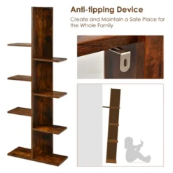 Tangkula Modern Multi-Layer Bookshelf Floor Standing Bookcase W/Anti-fall Device Storage Rack For Home Office Rustic 19 Tangkula Modern Multi-Layer Bookshelf Floor Standing Bookcase W/Anti-fall Device Storage Rack For Home Office Rustic -Living Space Shop GUEST bc410299 d20b 45f9 83c0 c4fcd88a40e7
