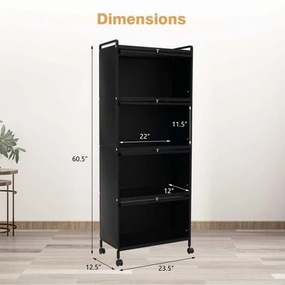 Costway 5-Tier Kitchen Baker's Rack Storage Cabinet Mobile Microwave Stand Flip-up Doors 2 Costway 5-Tier Kitchen Baker's Rack Storage Cabinet Mobile Microwave Stand Flip-up Doors - Image 2