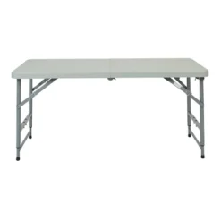 4" Long Height Adjustable Fold In Half Resin Multi Purpose Table Gray - OSP Home Furnishings
