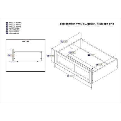 Set Of 2 Queen/King/Twin XL Drawers Walnut - AFI 5 Set Of 2 Queen/King/Twin XL Drawers Walnut - AFI - Image 5