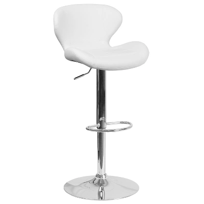 Merrick Lane Adjustable Height Barstool Contemporary Bar Height Stool With Curved Back And Metal Base With Footrest 18 Merrick Lane Adjustable Height Barstool Contemporary Bar Height Stool With Curved Back And Metal Base With Footrest - Image 18
