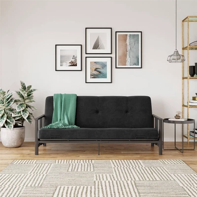 Full Anders Metal Arm Futon With 6" Microfiber Mattress - Room & Joy 1 Full Anders Metal Arm Futon With 6" Microfiber Mattress - Room & Joy