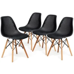 Costway Set Of 4 Plastic Hollow Out Chair Mid Century Modern Wood-Leg Seat 20 Costway Set Of 4 Plastic Hollow Out Chair Mid Century Modern Wood-Leg Seat -Living Space Shop GUEST c1bf8de8 cdc3 4e6f 8438 3932545bae74