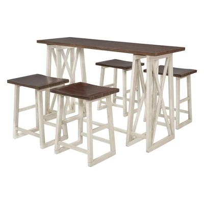 Rustic Wood Counter Height 5-Piece Dining Set With 4 Stools - ModernLuxe 3 Rustic Wood Counter Height 5-Piece Dining Set With 4 Stools - ModernLuxe - Image 3