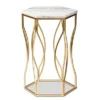Kalena Metal End Table With Marble Tabletop Gold - Baxton Studio