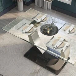 Langton Glass Top Dining Table Silver/Black - HOMES: Inside + Out -Living Space Shop GUEST c3b490c8 3380 4bea a9ec 7689a8a4e71a