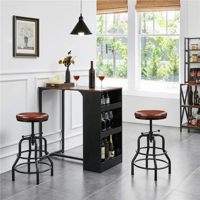 Yaheetech Industrial Counter Height Faux Leather Bar Stool Swivel 1 Yaheetech Industrial Counter Height Faux Leather Bar Stool Swivel