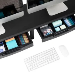 Mind Reader Large Dual Monitor Stand With Storage Riser Black -Living Space Shop GUEST c49d46bf 5161 4e29 8797 2cea5fffde65