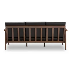 Venza Mid-Modern Walnut Wood Faux Leather 3 Seater Sofa Black - Baxton Studio -Living Space Shop GUEST c4ea653f c423 4723 ad9b 6d01b77dbb24