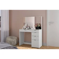 Linden Vanity With Mirror White - Polifurniture -Living Space Shop GUEST c5203669 804e 4327 affa 8c4947032050