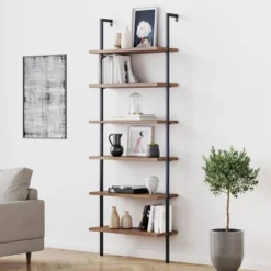 85" Theo 6 Tier Wood Wall Mount Ladder Bookshelf - Nathan James -Living Space Shop GUEST c5524bcd c314 40f5 8ea5 4a72c0a7603d